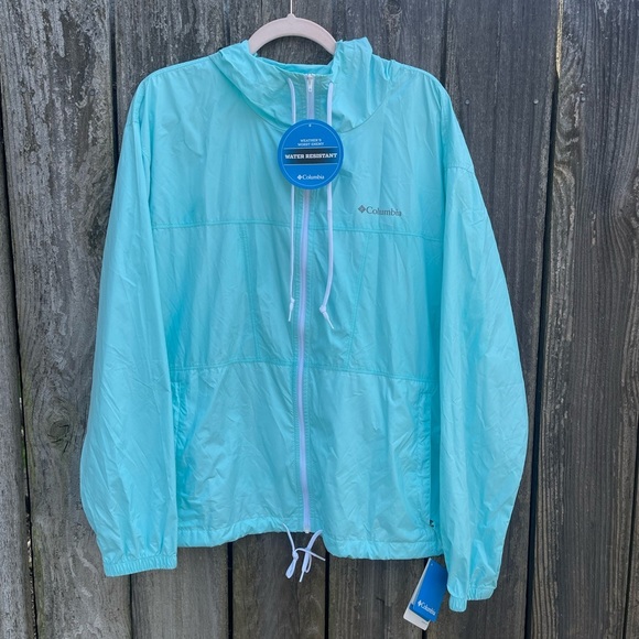 Columbia / Meadow Peak Hooded Blue Rain Jacket Windbreaker / Women's / XL / NWT - Picture 1 of 13